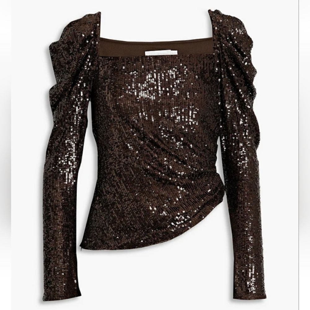 Jonathan Simkhai Allura Hammered Sequin Top puffed sleeves size 10 M New